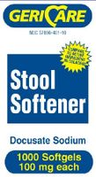 GeriCare Stool Softener Docusate Sodium, 100mg, 1000 Softgels per Bottle (3 Pack)