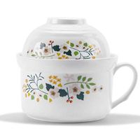Bowl Noodle Folk culture bowl Household Ceramic Folk culture bowl With Lid, Two-piece Set Student Instant Noodle Folk culture bowl, Soup Folk culture bowl Cooking & Dining (Color : White, Size : 17