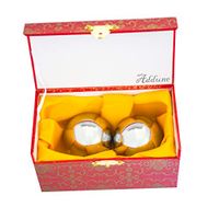 Addune Traditional Baoding Iron Balls with Chiming Solid Stainless Steel Chrome Color Chinese Health Exercise Balls for Hand Therapy Stress Relief (2'' with Box)