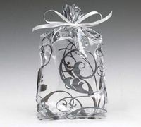 Small Black Jewel Swirls 7x2x3" Cello Cellophane Party Treat Food Snack Bags (25 ct)