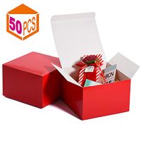 MESHA Gift Boxes 6x6x4in Gift Boxes for Bridesmaids Paper Boxes with Lids for Crafting, Cupcake Boxes (Red-50Pcs)