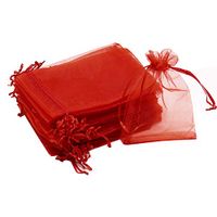 Dealglad 50pcs Drawstring Organza Jewelry Candy Pouch Christmas Wedding Party Favor Gift Bags (8x12", Red)