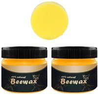 2PCS Wood Seasoning Beewax - Traditional Beeswax Polish for Wood & Furniture, All-Purpose Beewax for Wood Cleaner and Polish Wipes - Non Toxic for Furniture to Beautify & Protect, No Build-Up 1 sponge
