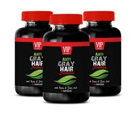 Gray Hair Vitamins Supplement - Anti Gray Hair for Men and Women - GET Your Style Back - Stops Grey Hair Change - zinc Immune Complex - 3 Bottles (180 Capsules)