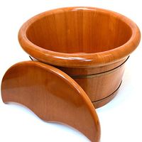 JTYX Wooden Foot Bath Barrel with Cover Footbath Thickening Massage Pedicure Barrel Home,Brown,41X35CM