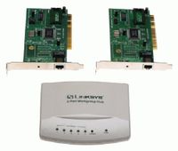 Linksys Network Starter Kit with Hub PCI Cards Cables More!