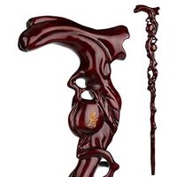 Wood Cane with Supportive Curved Handle Exquisite Carving Walking Canes Sticks for Men and Women Hand Crutches Made of Iron Pear No Assembly Required Sturdy Stable As Gifts Fauay,B