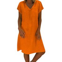JQjian Women Summer Beach Party Style T-Shirt Cotton Short Sleeve Casual Plus Size Ladies Dress (XL, Orang)