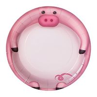 Homecorn Disposable Round Paper Plates, Biodegradable Eco Friendly Material Picnic Dinnerware, 16 Counts (9 IN Piggy)
