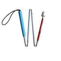 Aluminum Mobility Folding White Cane for Vision Impaired and Blind People (Folds Down 4 Sections) (110 cm (43.3 inch), Blue Handle)