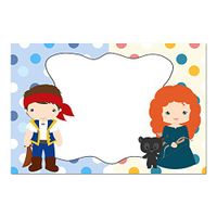 30 Blank Cards Invitations Thank You Cards Pirate Princess Kids Birthday Party + 30 White Envelopes