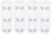 Nexskin 6" Organic Latex Free American Cotton - Comfort Elastic Bandage with Clip Fasteners - White, 4 Pack