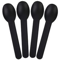 [100 Count] Black Heavy Duty Plastic Spoons - Disposable Frozen Yogurt Ice Cream Spoons - Frozen Dessert Supplies