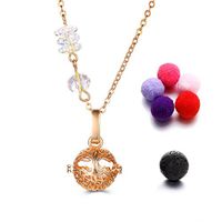 Tree of Life Necklace, Morenitor Copper Hollow Life Tree Locket Pendant Essential Oil Diffuser Necklace Jewelry Gifts for Women, 5 Colors Cotton Refill Ball (Golden)