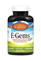 Carlson - E-Gems Elite, 1000 IU (670 mg) Vitamin E with Tocopherols & Tocotrienols, Heart Health & Optimal Wellness, Antioxidant, 60 Soft Gels