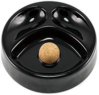 Butt Bat Tobacco Pipe Ashtray with Cork Knocker and 2 Pipe Stand Large - Black