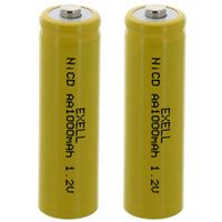 (2-PACK) Exell AA 1.2V 1000mAh NiCD Button Top Rechargeable Batteries For Intermatic Solar Garden Lights, Malibu Solar Garden Lights, Stake Lights, LED Lawn Lights