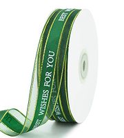 1 Inch Blackish Green Gift Wrapping Silk Ribbon 50 Yard Print Best Wishes for You Phnom Penh Chiffon Organza Ribbon for Bouquet Wrapping Party Decoration Supplies Craft Home Decoration