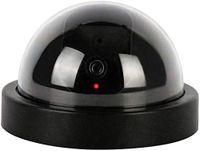 Fake Security Camera, Dome Camera with Flashing Red Light, Outdoor/Indoor, 1 Pack, Black