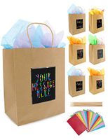 Purple Ladybug 7 Brown Kraft Paper Gift Bags with Scratch Paper Panel for Customization! Unique Bulk Gift Bags with Tissue Paper & Handles - Great Small Gift Bags & Party Favor Bags for Any Occasion!