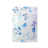 QQ Studio Color Patterned Mylar Foil Ziplock Food Packaging Bags (100PCS) (Glossy White w/Blue Flowers, 8cm x 12cm (3.2"x4.7"))