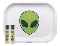 Clipper Lighter “Drink Me” Design (2 lighters), with Mini Rolling Tray (Alien) - 3 Item Bundle (Alien)