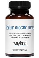 Weyland Brain Nutrition: Lithium Orotate 10mg (1 Bottle), 60 Vegetarian Capsules, Lithium Supplement Supports Healthy Mood, Behavior, Memory and Wellness
