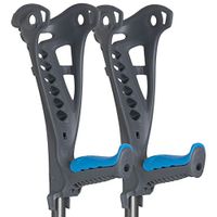 Access European Forearm Crutches by FDI (Size: 4'3-6'6) 1 Pair/2 Crutches (Gray/Blue Grip)
