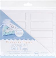 Darice VL296 Printable Square Gift Tag with Pearl Accent, 80 Per Pack, White/Silver