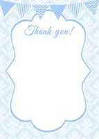 30 Thank You Cards Blue White Polka Dots Stripes Chevron Zig Zag Vintage Damask Design Baby Shower Birthday Party + 30 White Envelopes