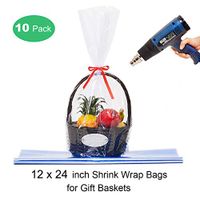 LazyMe Clear Basket Cellophane Bags PVC Heat Shrink Wrap Bags for Gift and Easter Basket, 12x24 inch (10 pcs)