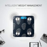 LYAOE Bluetooth Body Fat Scale Indigo Dye Woodblock Ed Paisley Smart Wireless Scale with LCD Display Measuring Body Weight Bmi and Health Digital Scale