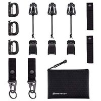 BOOSTEADY Kit of 13 Attachments for Molle Bag Tactical Backpack Vest Belt,D-Ring Grimlock Locking, Web Dominator Elastic Strings & Buckle,4"MOD Straps,Key Ring Holder in Zippered Pouch