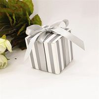 50 PCS Candy Favor Bags Gift Boxes with Ribbons Wedding Party Favour Sweet Cake Gift Candy Boxes for Anniversary Wedding Party