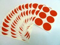 Minilabel 80 Labels , 25mm Diameter Round , Plastic / Vinyl Colour Code Stickers Red