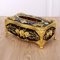 T-ZJHC Tray Paper Creative Living Room Home Restaurant Table Simple Storage Box European Simple European Paper Box, Gold Black