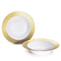 " OCCASIONS" 40 Bowls Pack, Disposable Wedding Party Plastic Bowls (12 oz Soup Bowl, Princess in White & Gold)