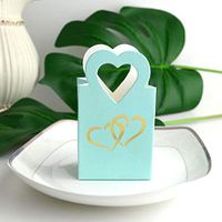 Kingsley 50pcs Mini Tote Bag Favor Box Party Favor Candy Box, Kraft Paper Gift Boxes for Wedding/Travel Themed Party/Bridal Shower Christmas Decoratio (Blue)