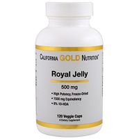 California Gold Nutrition Royal Jelly 500 mg 120 Veggie Caps, Milk-Free, Egg-Free, Fish Free, Gluten-Free, Peanut Free, Treenut Free, Shellfish Free, Salt-Free, Soy-Free, Sugar-Free, Wheat-Free, CGN