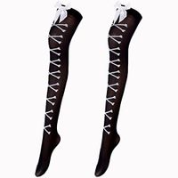 GQMART Womens Stockings - Sexy Womens Top Bow Bowknot Socks Over Knee Thigh High Long Lace Stockings White
