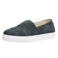 Shusuen Women's Leather Lace-Up Sneaker Canvas Flat Running Shoes Black