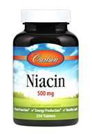 Carlson - Niacin, 500 mg, Supports Cholesterol Metabolism, Energy Production, Heart Health, Nerve Function, 250 Tablets