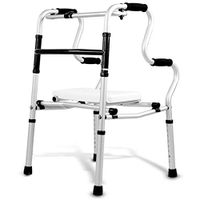 Yadianna Elderly Walker Can Sit Folding Rollator Non-Slip Aluminum Alloy Auxiliary Walking Device Elderly Four-Legged Walking Stick Non-Slip Walking Stick with Hospital