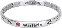 Elegant Surgical Grade Steel Medical Alert ID Bracelet for Men and Women (Women's, Warfarin)
