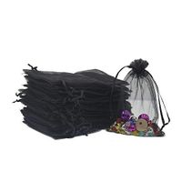 Lautechco 100Pcs Organza Bags 5x7 inches Black Organza Gift Bags Small Mesh Bags Drawstring Gift Bags Christmas Drawstring Organza Gift Bags (5x7 inches Black)