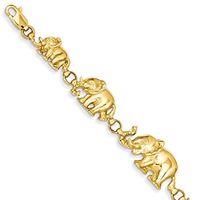 Mia Diamonds 14k Solid Yellow Gold Graduated Elephant Bracelet -7" (7in x 17mm)