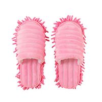 Unisex Dust Mop Slippers Shoes, Lazy Mop Slippers, Tuscom Microfiber Washable Mop Slippers Walking Cleaning Dusters Multifultional Floor Cleaning Shoes Cover for House Kitchen Office (Pink, Large)