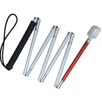 Aluminum Mobility Folding White Cane for Vision Impaired and Blind People (Folds Down 7 Sections) (Black Handle, 150cm (59.1 inch))