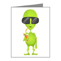 Note Cards (20 Pack) Little Green Alien Sipping a Drink