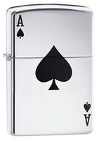 Zippo 24011 Ace of Spades Pocket Lighter, High Polish Chrome